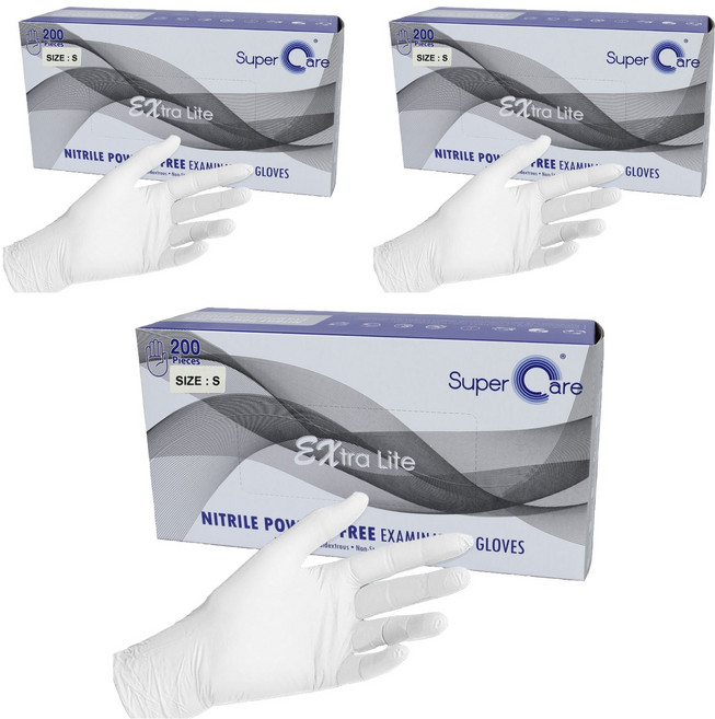 슈퍼케어 니트릴장갑 화이트 S, 200개입, 3개