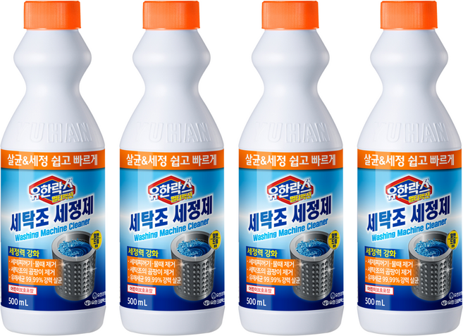 유한락스 멀티액션 세탁조 세정제, 500ml, 4개