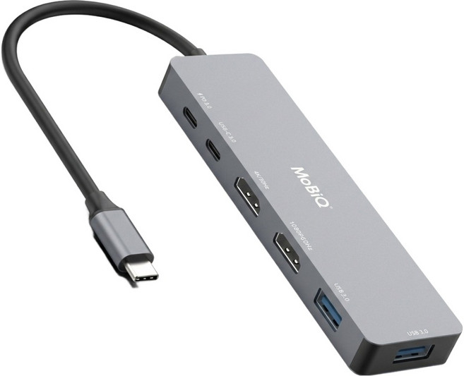 모비큐 C타입 6포트 맥북 HDMI 듀얼 모니터 4K USB 5G 100W PD 멀티 허브 EM-62HP, 1개