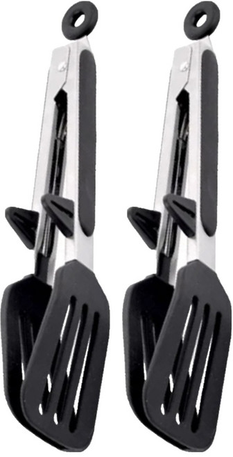 矽膠燒烤夾 漏鏟 2個, 黑色, 1組