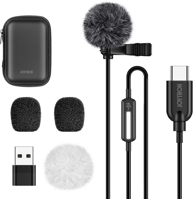 조이트론 유선 휴대폰 녹음용 PC USB C타입 핀마이크 세트, P5 HQ, 블랙