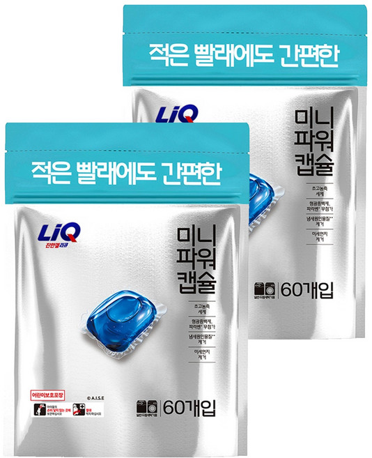 리큐 진한겔 미니 파워 프레시코튼향 캡슐세제, 60개입, 2개