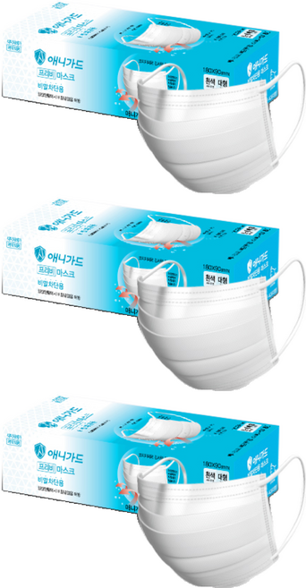 애니가드 프리비 비말차단용 KF-AD마스크 성인용 대형, 20개입, 3개
