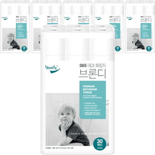 브론디 365 데코 화장지 27m, 30롤, 6개