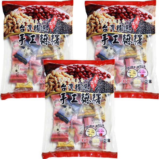 Chiao-E 巧益 綜合麻糬 紅豆 + 花生 + 芝麻 全素, 270g, 3袋