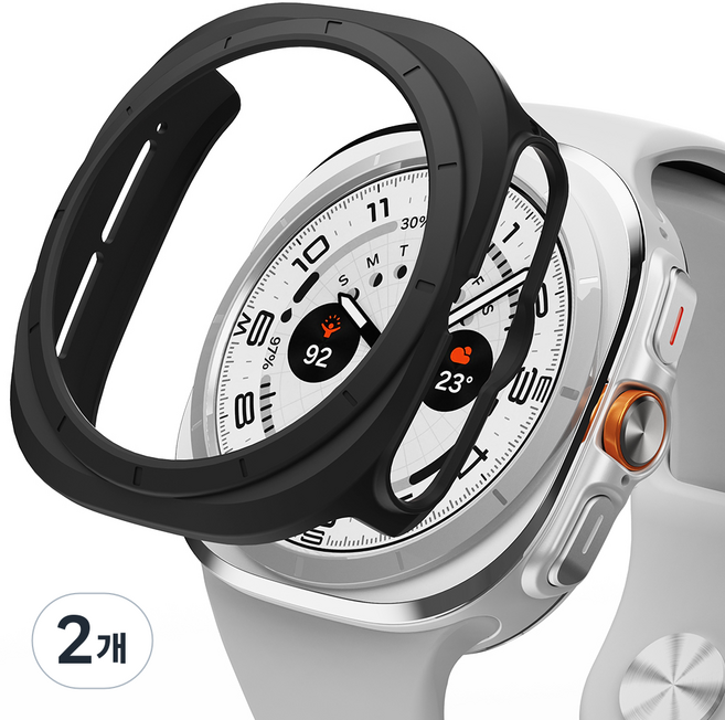 신지모루 풀커버 일체형 하드커버 스마트워치 케이스, 블랙, 2개