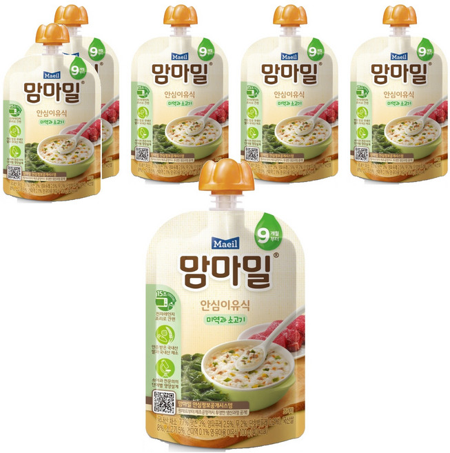 맘마밀 안심이유식 레토르트 9개월부터, 미역과소고기, 100g, 6개