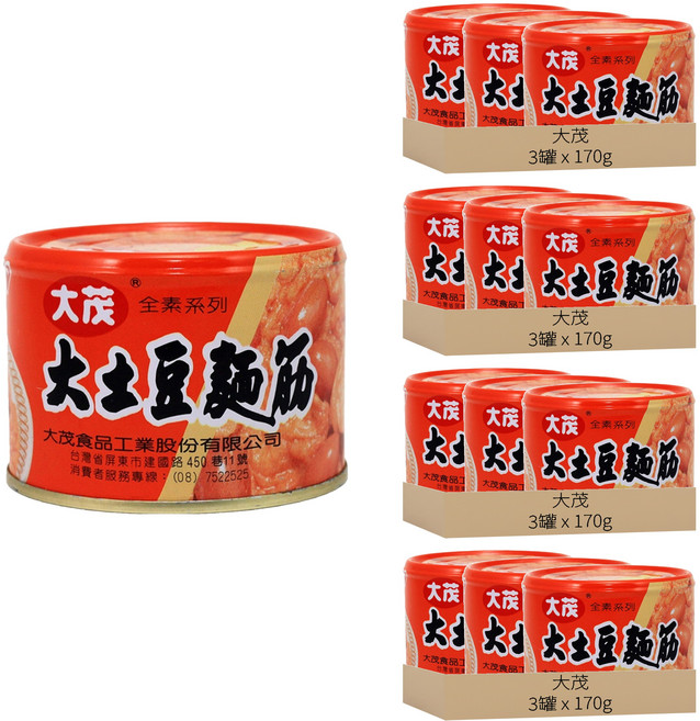 大茂 大土豆麵筋 全素系列 口感柔韌富彈性, 170g, 12罐