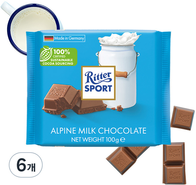 리터스포트 알파인 밀크초콜릿, 100g, 6개