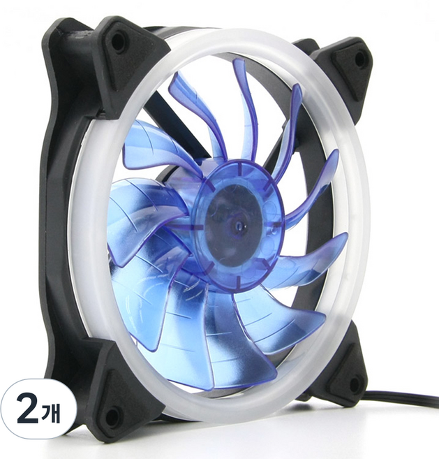 컴스 Blue LED 케이스용 쿨러팬 120mm, BT200, 2개, 혼합색상