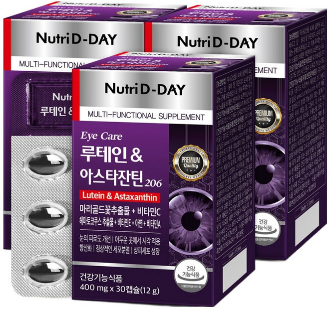 뉴트리디데이 아이케어 루테인 & 아스타잔틴 206 12g, 30정, 3개