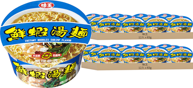 味王 鮮蝦湯麵 83g, 24入