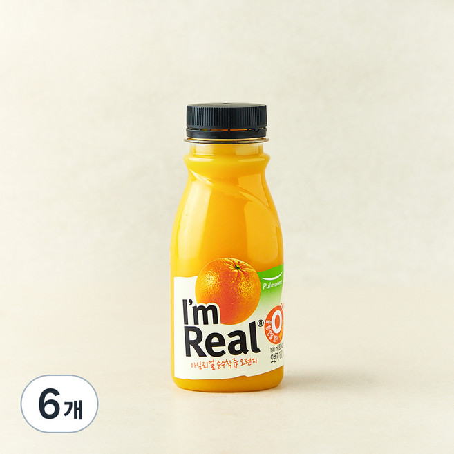 아임리얼 순수착즙 오렌지 주스, 190ml, 6개
