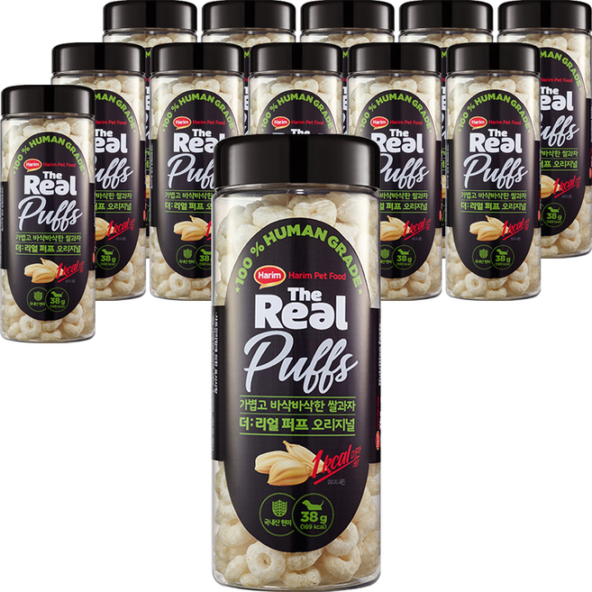하림펫푸드 더리얼 퍼프 강아지 간식, 오리지널, 38g, 12개
