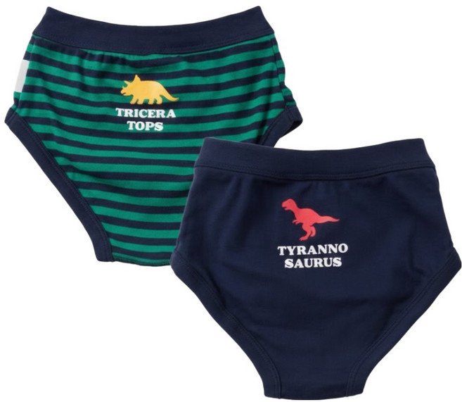 Bebehome 兒童純棉透氣親膚三角內褲2件組, 恐龍圖案 黑色 + 綠色, 1組