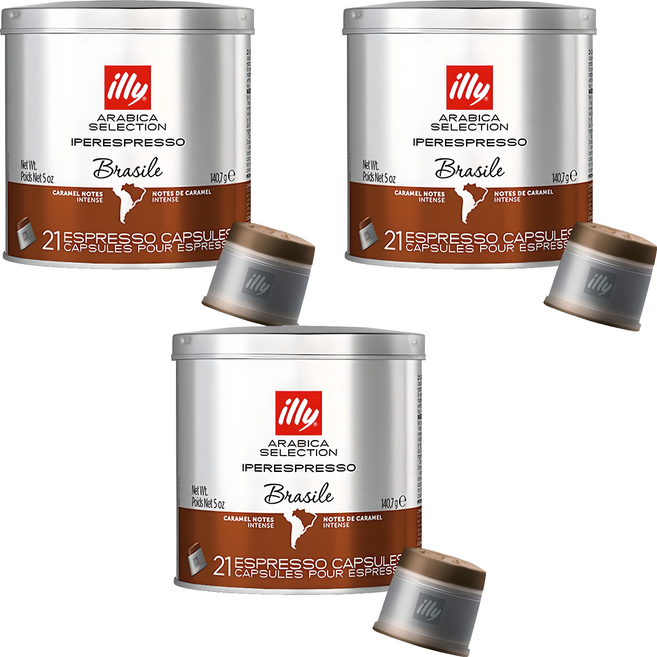 일리 모노아라비카 브라질 캡슐커피, 6.7g, 21개입, 3개