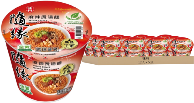 味丹 隨緣 麻辣燙湯麵 58g, 12入