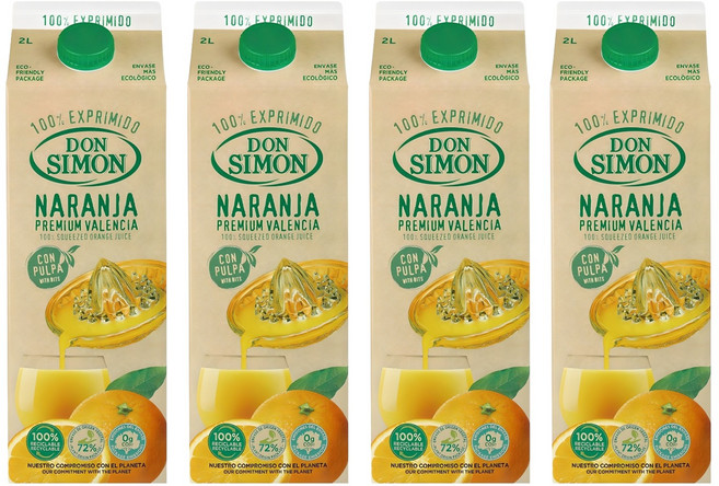 돈시몬 생과일 착즙 오렌지주스, 2L, 4개