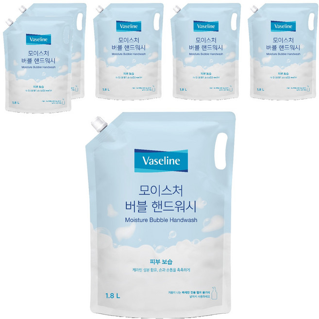 애경바세린 모이스처 버블 핸드워시 리필, 1.8L, 6개