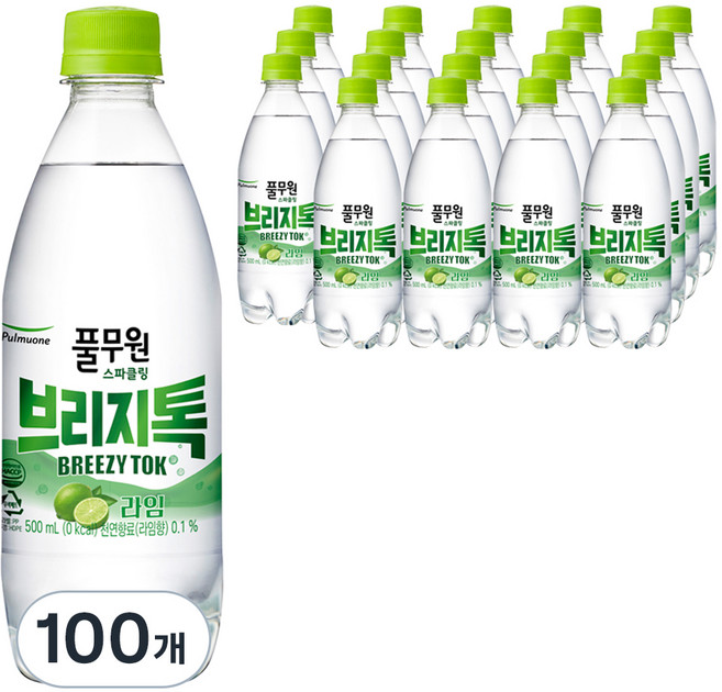 풀무원샘물 브리지톡 탄산음료 라임, 500ml, 100개
