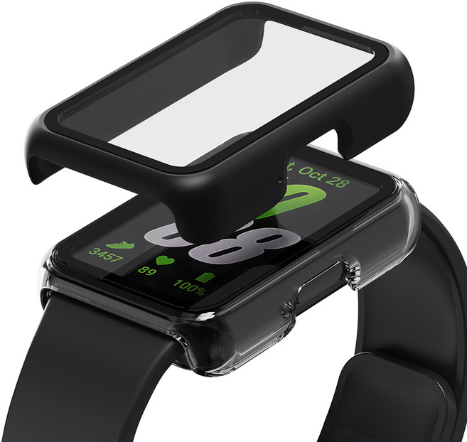 칸탐 갤럭시 핏3 호환 풀커버 강화유리 케이스 2p 세트, 투명+무광블랙, 1개