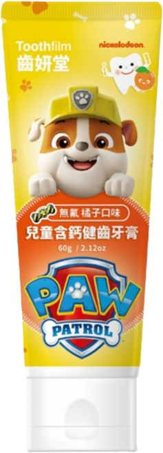 Lab52 齒妍堂 汪汪隊兒童含鈣健齒牙膏 無氟 橘子口味, 60g, 1條