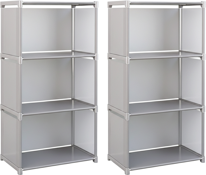 歐奈思 布藝多層組裝書架 3格 41 x 29 x 93cm, 銀灰, 2個