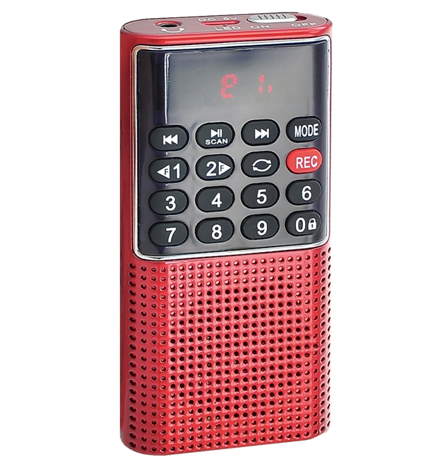 Dennys 丹尼斯 SD MP3 FM迷你錄音喇叭, MS-K588, 紅色