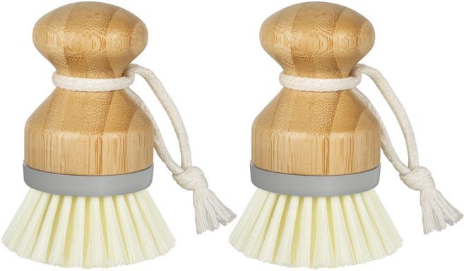 미스터시가 다용도 대나무 뱀부 우드 손잡이형 그립 세척 솔, 그레이, 2개