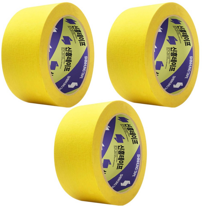 신흥테이프 마스킹 테이프 노랑 48mm x 40m, 3개