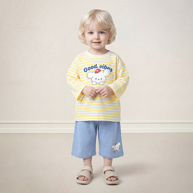 밀크마일 솜사탕 퍼피 스트라이프 상하의 세트