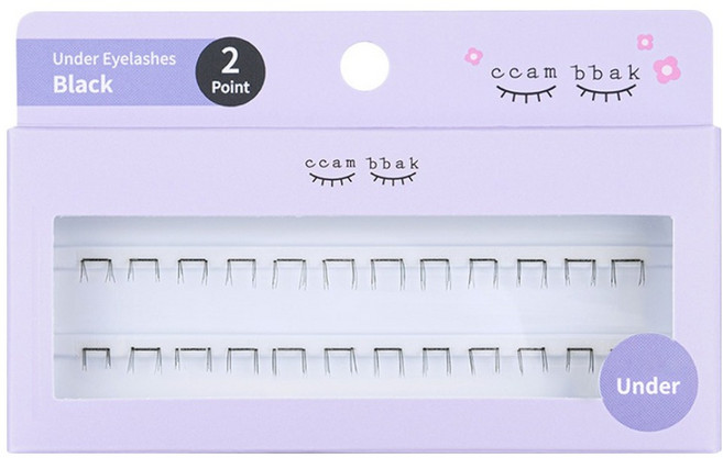 깜빡 인조 가닥속눈썹 패키지버전 언더 2기둥, 블랙, 1개