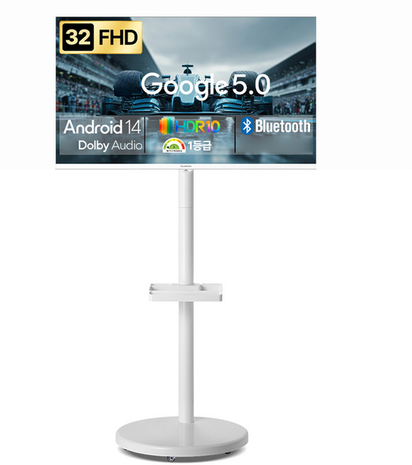 창홍 FHD LED 스마트 돌비 AI 구글 5.0 TV + 이동식 스텐드 화이트 세트, CH321FHD(TV), CH22-241L-W-L(스탠드), 단순배송상품, 이동형 스탠드, 81cm(32인치)