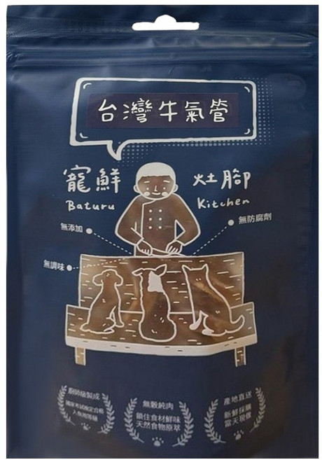 Baturu Kitchen 寵鮮灶腳 狗零食, 台灣牛氣管, 50g, 1包