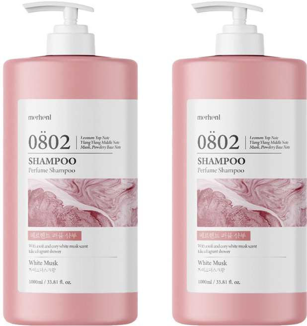 메르헨트 대용량 퍼퓸 샴푸 화이트머스크향, 2개, 1L