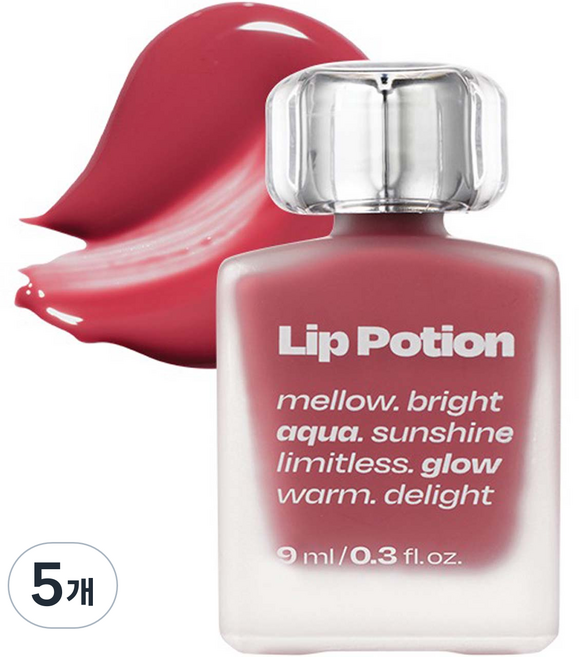 얼터너티브스테레오 립 포션 아쿠아 글로우 립틴트, 5 라즈베리 솝, 5개