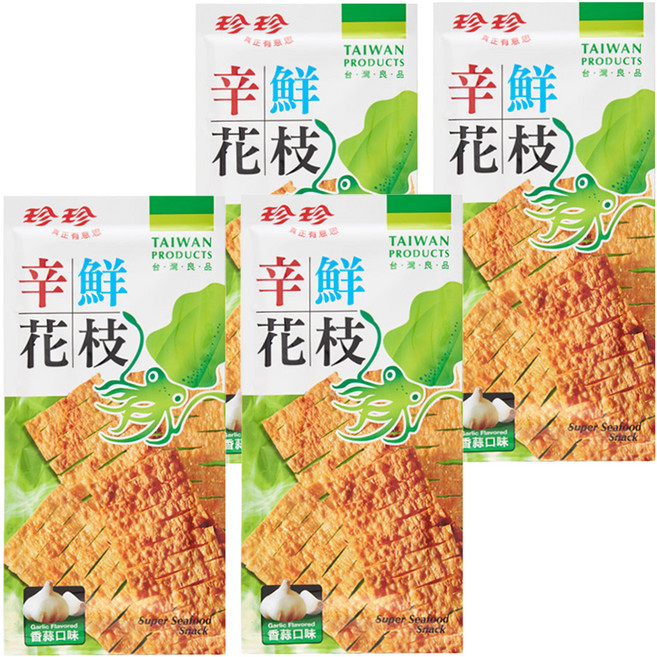 珍珍 辛鮮花枝 香蒜, 28g, 4包