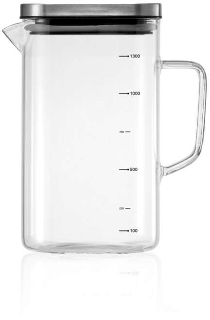 르베르폴리세 스텐 뚜껑 사각 내열 물병, 투명, 1300ml, 1개