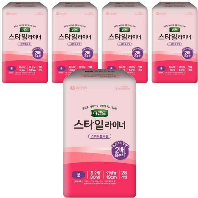 디펜드 여성용 스타일 라이너 스위트플로럴향, 28개입, 5개