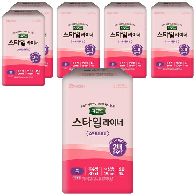 디펜드 여성용 스타일 라이너 스위트플로럴향, 28개입, 6개