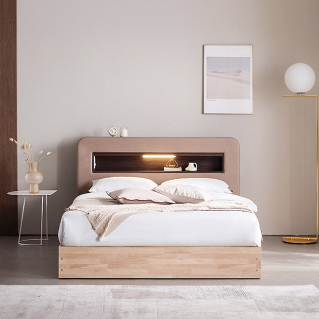 삼익가구 소노 LED 가죽 침대 프레임 + 7존 독립스프링 매트리스 세트 방문설치, 베이지(프레임), 화이트(매트리스)