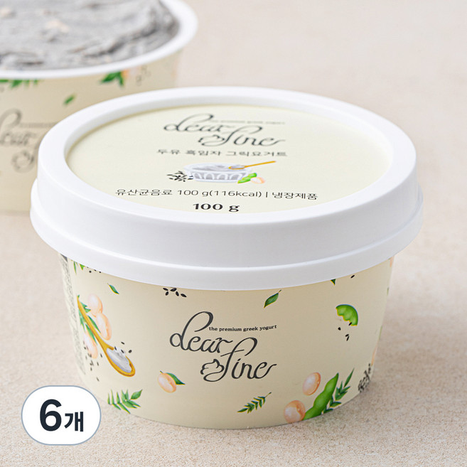 디어파인 두유 흑임자 그릭요거트, 100g, 1개입, 6개