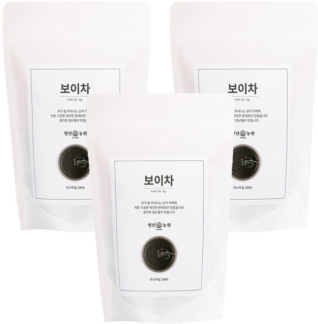 청년농원 저온가공 보이차 삼각티백, 1g, 50개입, 3개