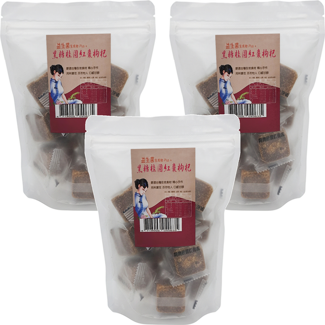 蔡薑君 益生菌黑糖桂圓紅棗枸杞, 250g, 3袋