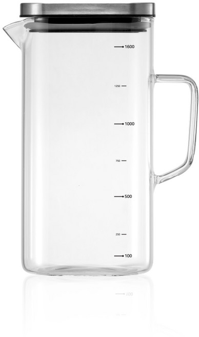 르베르폴리세 스텐 뚜껑 사각 내열 물병, 투명, 1600ml, 1개