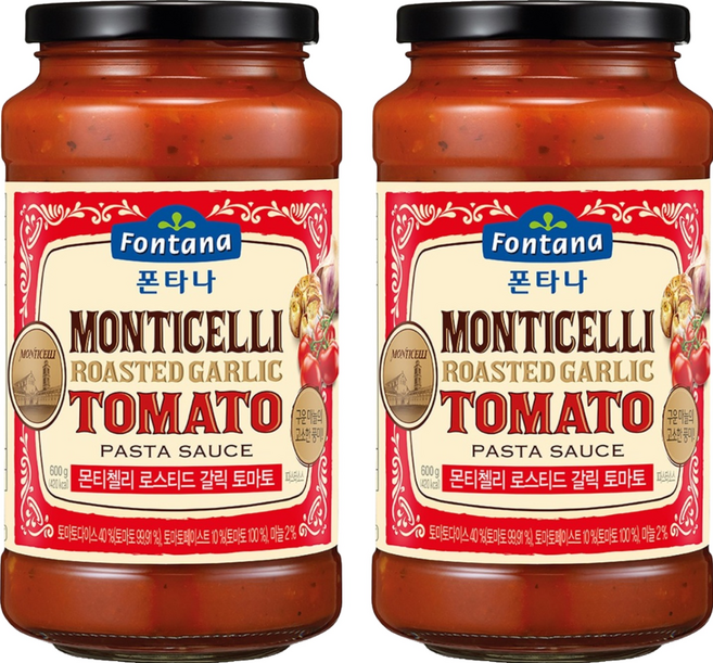 폰타나 몬티첼리 로스티드 갈릭 토마토 파스타소스, 600g, 2개