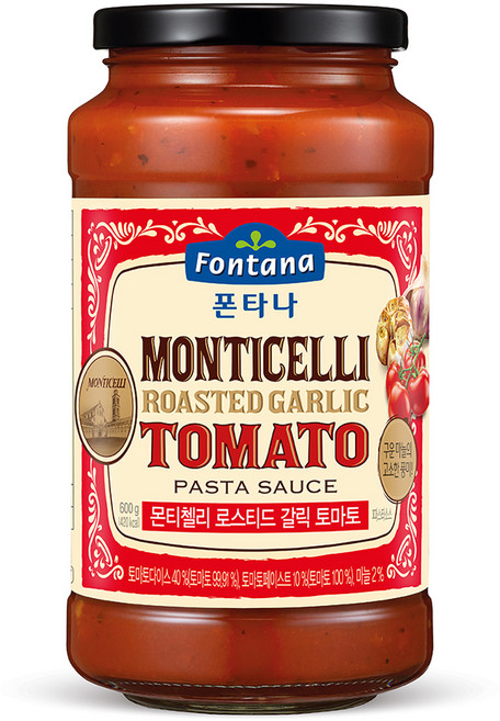 폰타나 몬티첼리 로스티드 갈릭 토마토 파스타소스, 600g, 1개