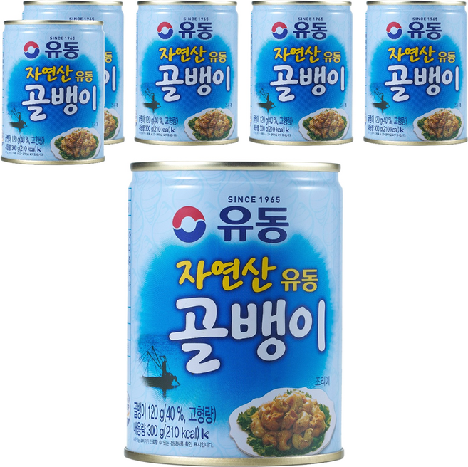유동 자연산 골뱅이 통조림, 300g, 6개