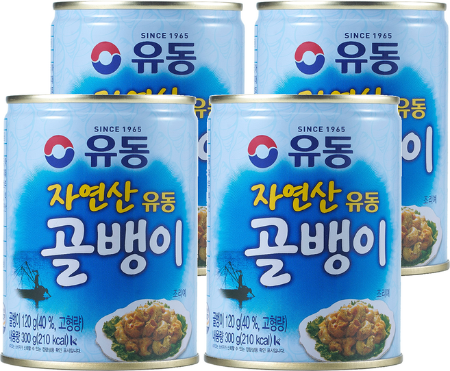 유동 자연산 골뱅이 통조림, 300g, 4개
