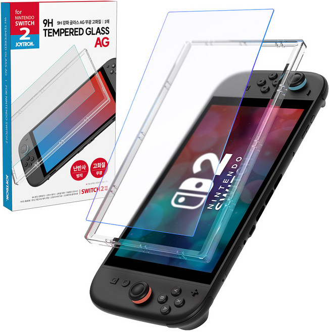 JOYTRON 任天堂 Switch 2 9H 鋼化玻璃 高畫質 霧面 AG 防指紋 保護膜 + 導引器 + 清潔組, 透明, 1個, SW2-FILM06